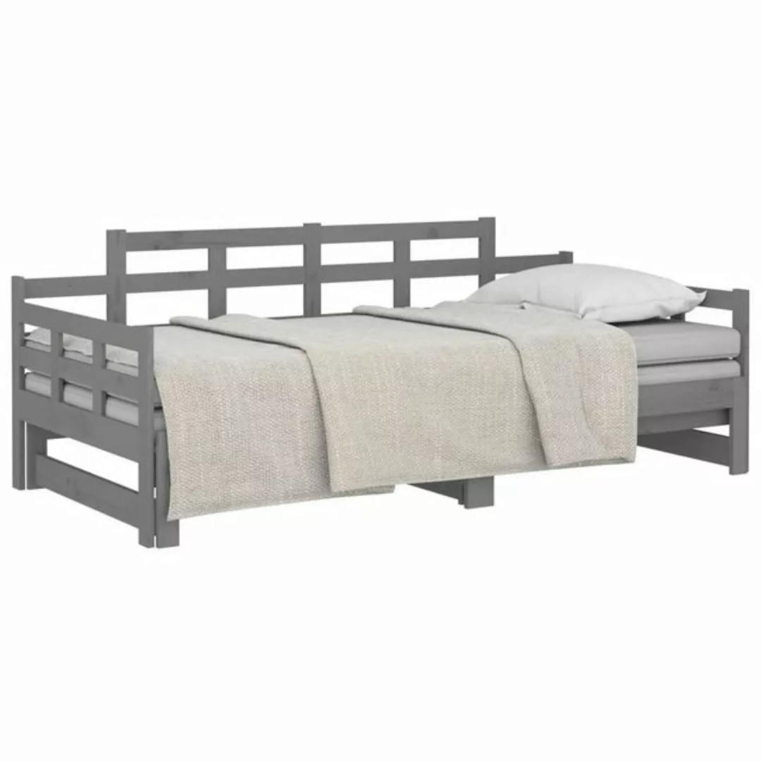 vidaXL Bett Tagesbett Ausziehbar Grau Massivholz Kiefer 2x(80x200) cm günstig online kaufen