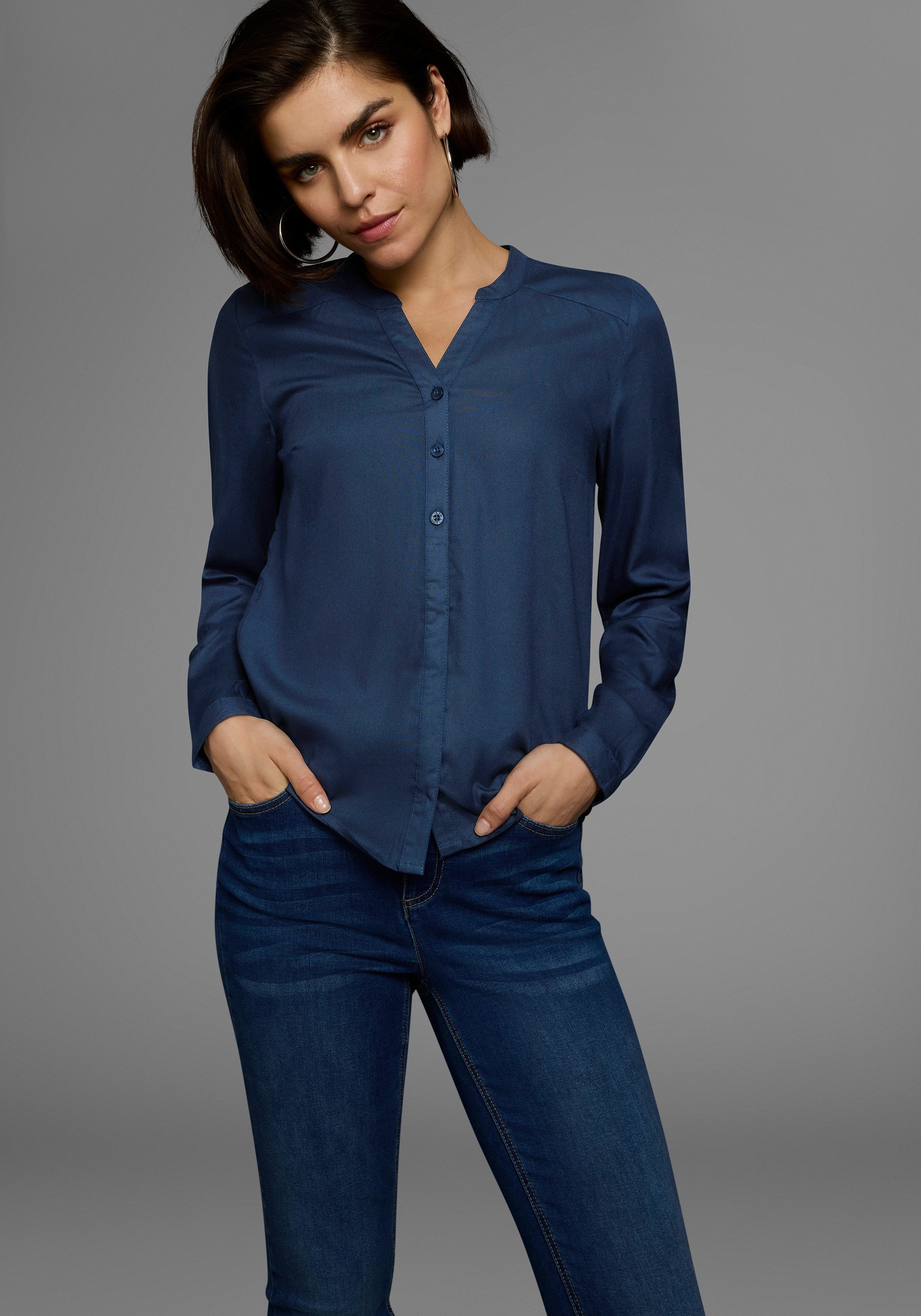 AJC Hemdbluse aus weich fließender Viskose günstig online kaufen