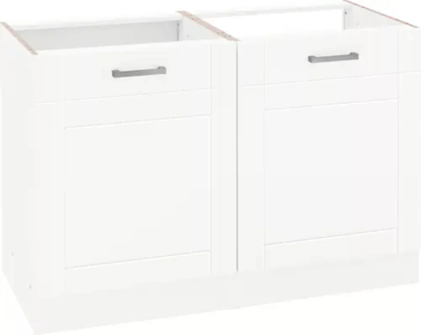 KOCHSTATION Spülenschrank "KS-Tinnum", 120 cm breit, MDF-Fronten, Metallgri günstig online kaufen