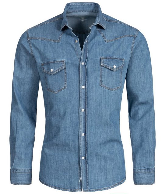 Rock Creek Jeanshemd Herren Jeanshemd Hellblau H-199A günstig online kaufen