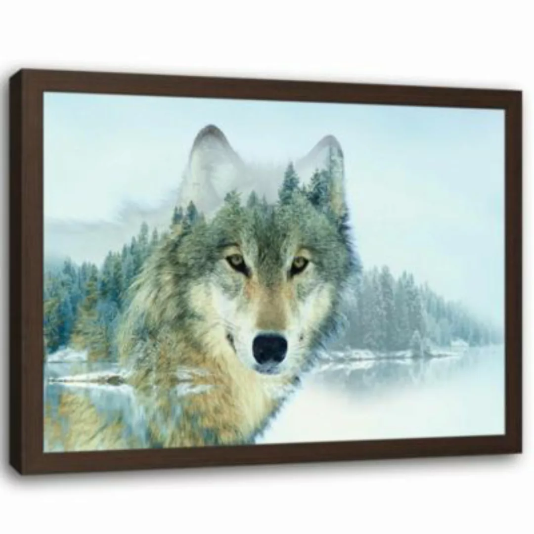 FEEBY® Kunst Wilder Wolf Leinwandbilder bunt Gr. 60 x 40 günstig online kaufen