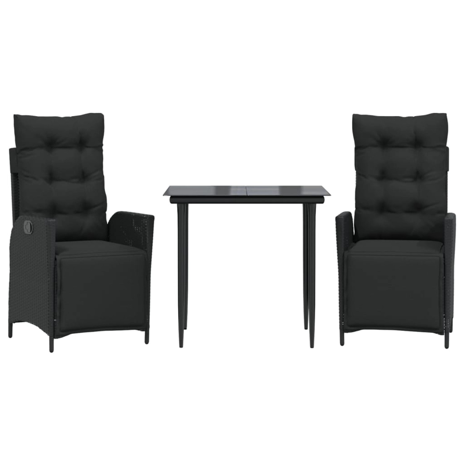 vidaXL 3-Tlg Garten-Essgruppe mit Kissen Schwarz Poly Rattan 3213392 günstig online kaufen