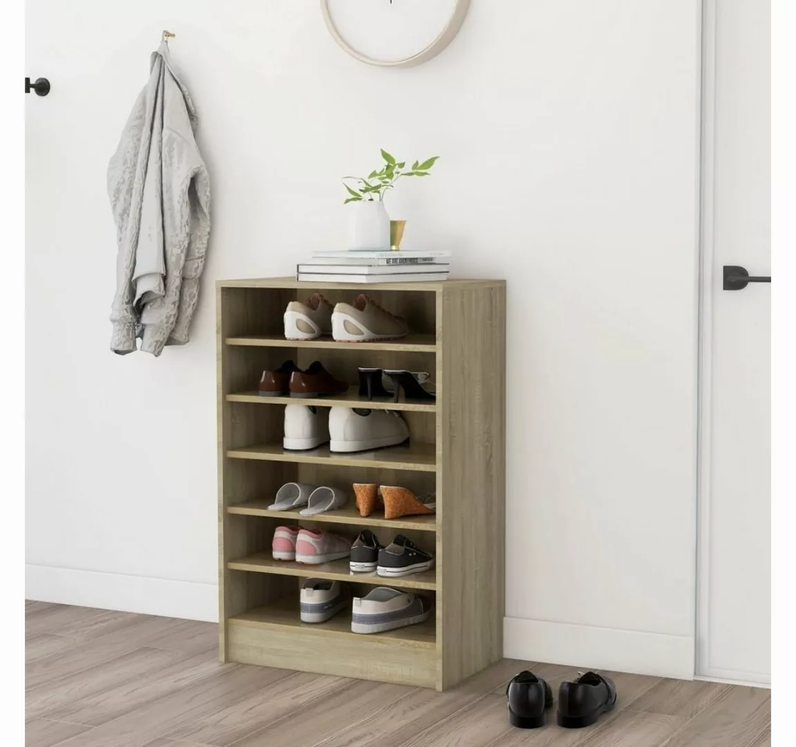 furnicato Schuhschrank Sonoma-Eiche 60x35x92 cm Holzwerkstoff günstig online kaufen