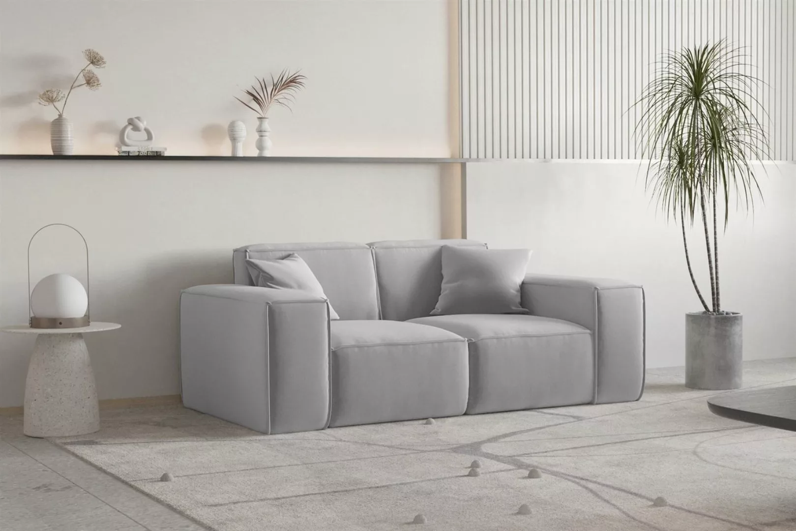 Fun Möbel Sofa Designersofa CESINA 2-Sitzer in Stoff, inkl. 2 Zierkissen, R günstig online kaufen