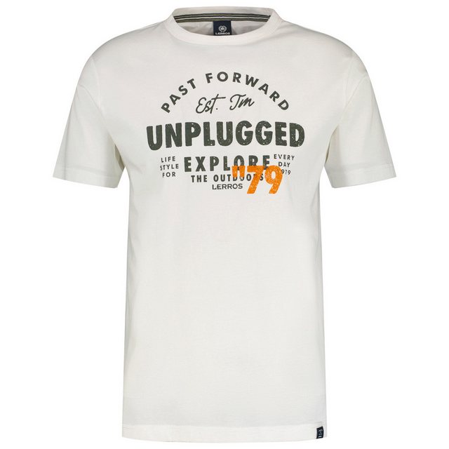 LERROS Rundhalsshirt Große Größen Herren T-Shirt offwhite Frontprint UNPLUG günstig online kaufen