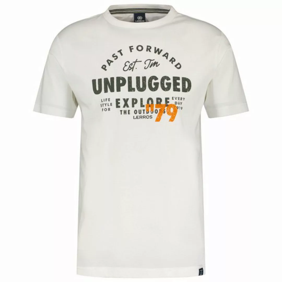 LERROS Rundhalsshirt Lerros XXL T-Shirt offwhite Frontprint UNPLUGGED günstig online kaufen