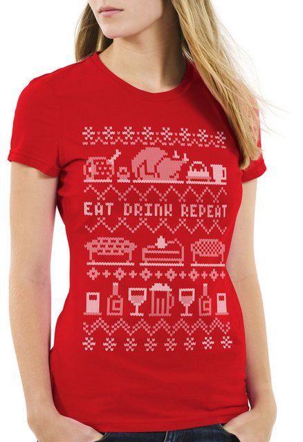 style3 T-Shirt Eat Drink Repeat Ugly Sweater weihnachtsessen fressen feiert günstig online kaufen