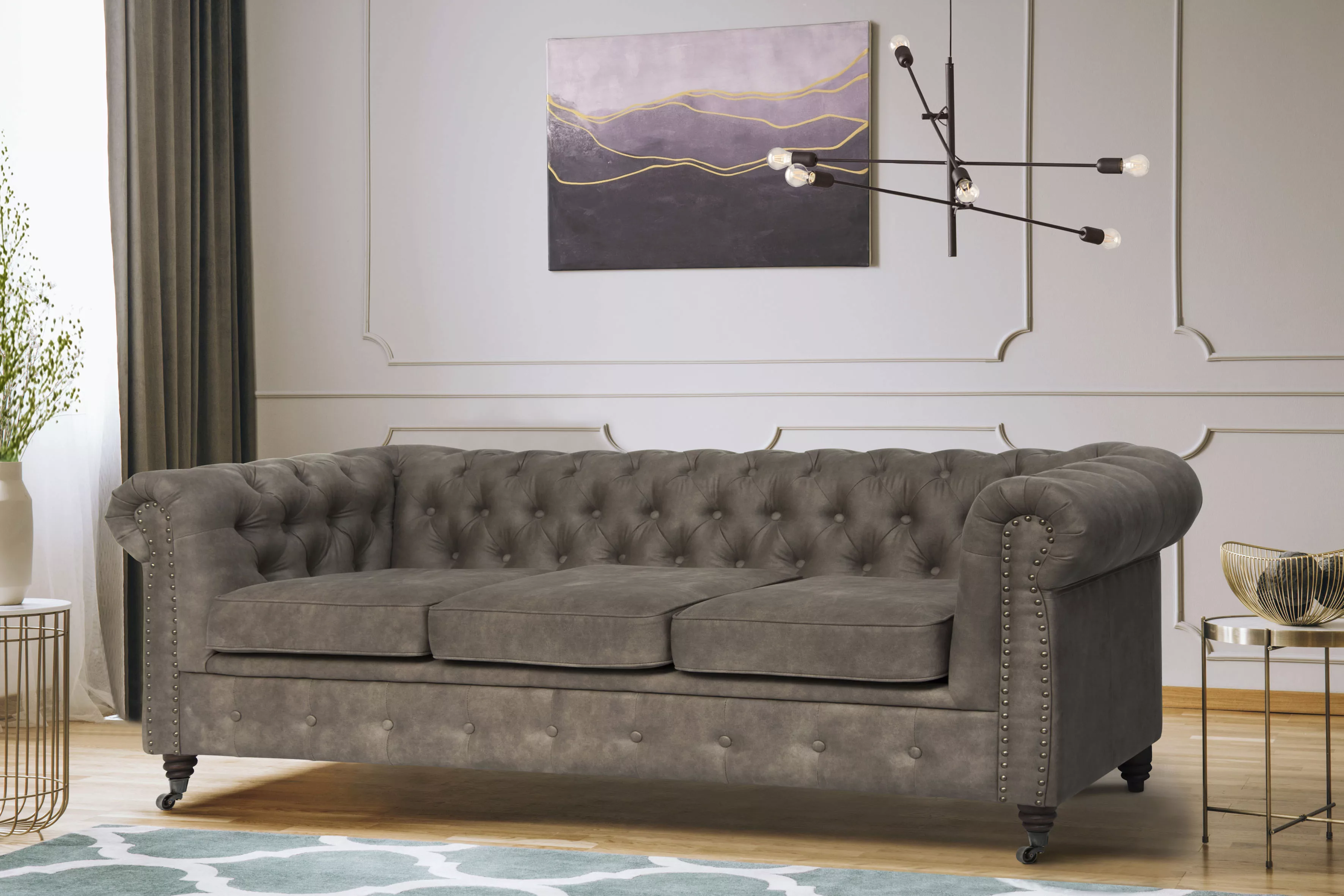 Home affaire Chesterfield-Sofa "Aarburg", aufwändige Knopfheftung und Ziern günstig online kaufen