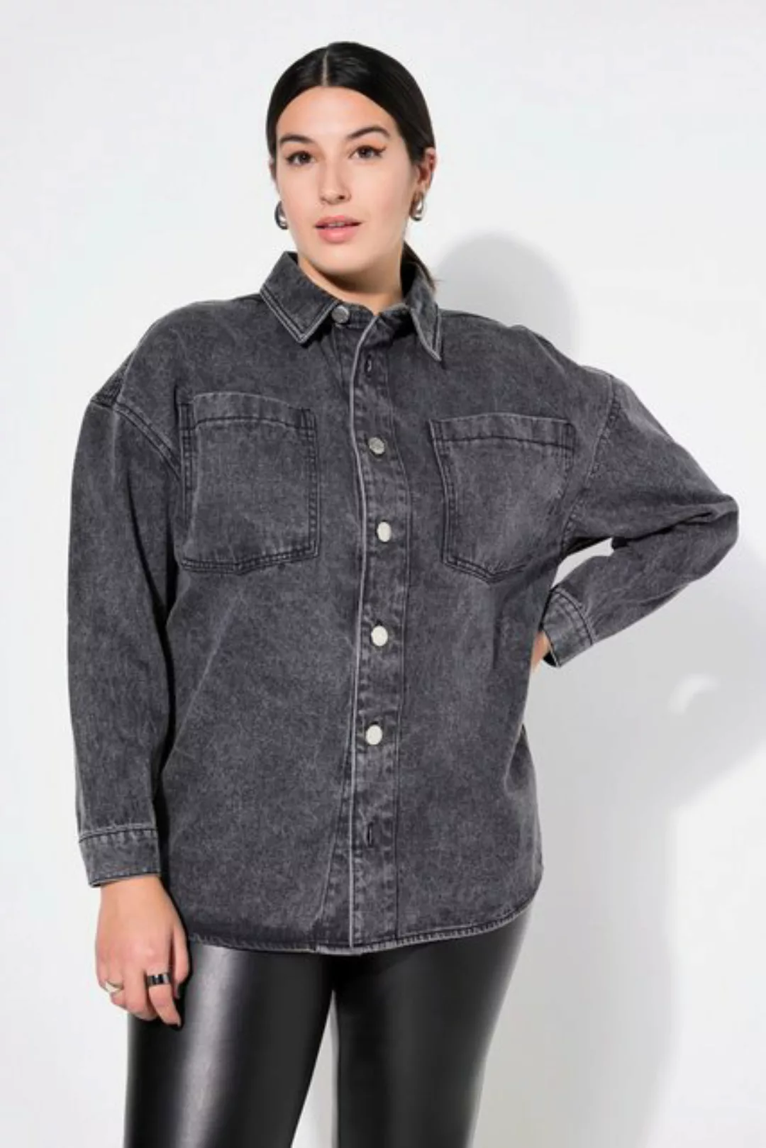 Studio Untold Hemdbluse Jeanshemd oversized Hemdkragen Langarm günstig online kaufen