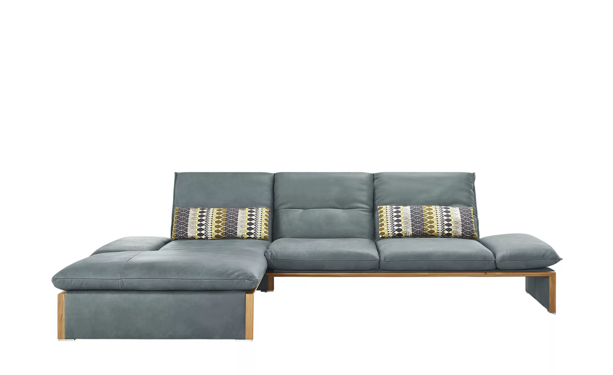 KOINOR Leder-Ecksofa mit Massivholzrahmen aus Wildeiche Humfrey ¦ blau ¦ Ma günstig online kaufen