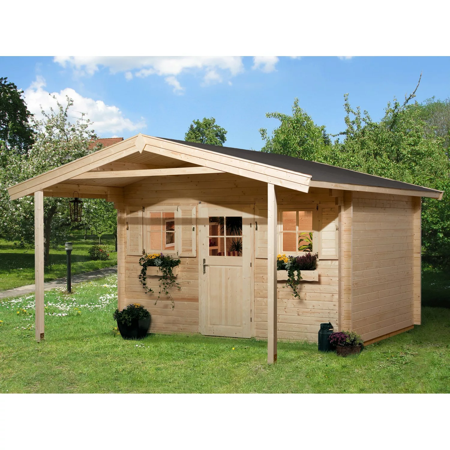 Weka Holz-Gartenhaus Satteldach Unbehandelt 450 cm x 594 cm günstig online kaufen