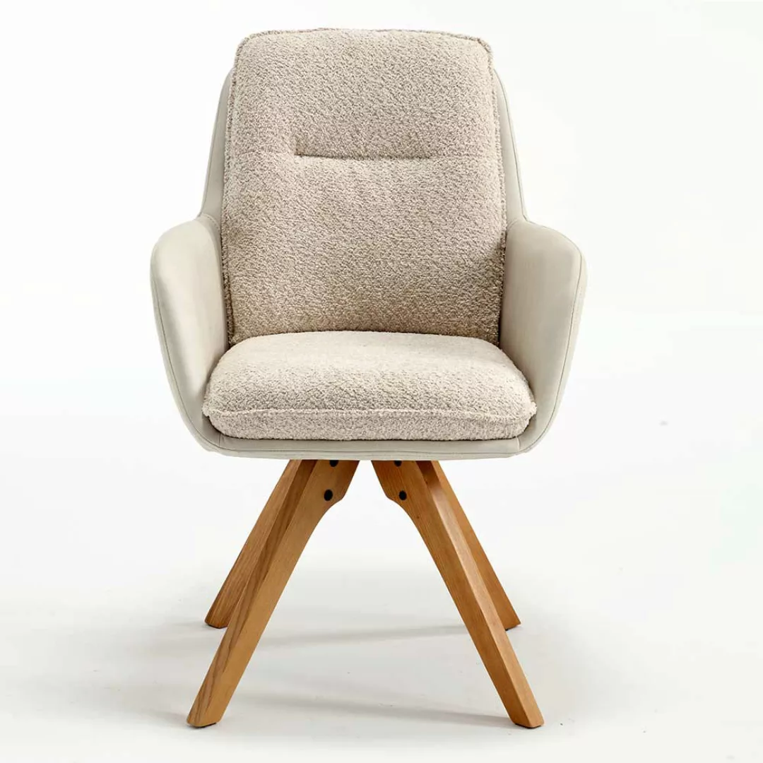 Moderne Esstisch Stühle in Cremeweiss Eichefarben (2er Set) günstig online kaufen