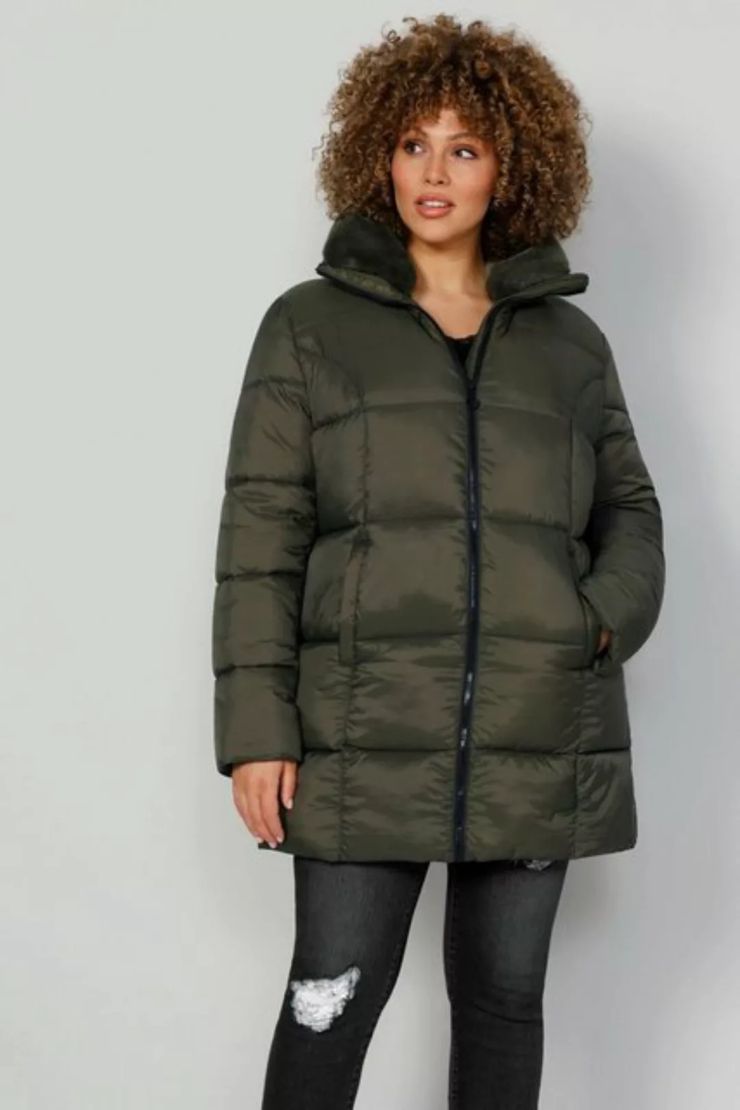 MIAMODA Steppjacke Steppjacke abnehmbarer Kunstfellbesatz-Kragen Zipper günstig online kaufen