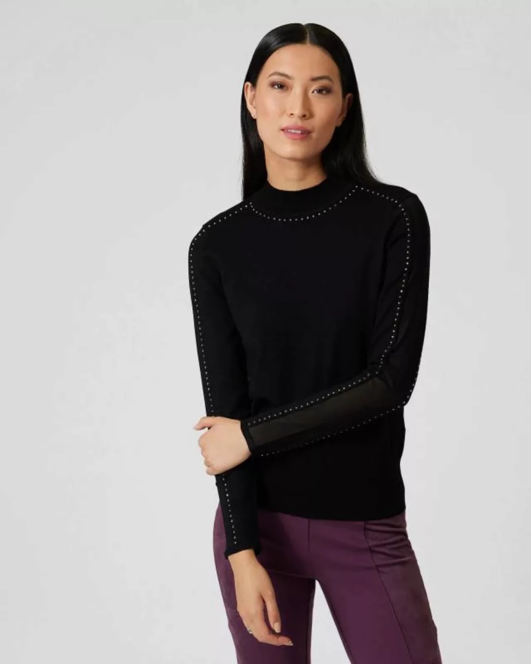 Pfeffinger Pullover mit semi-transparenten Ärmeln günstig online kaufen