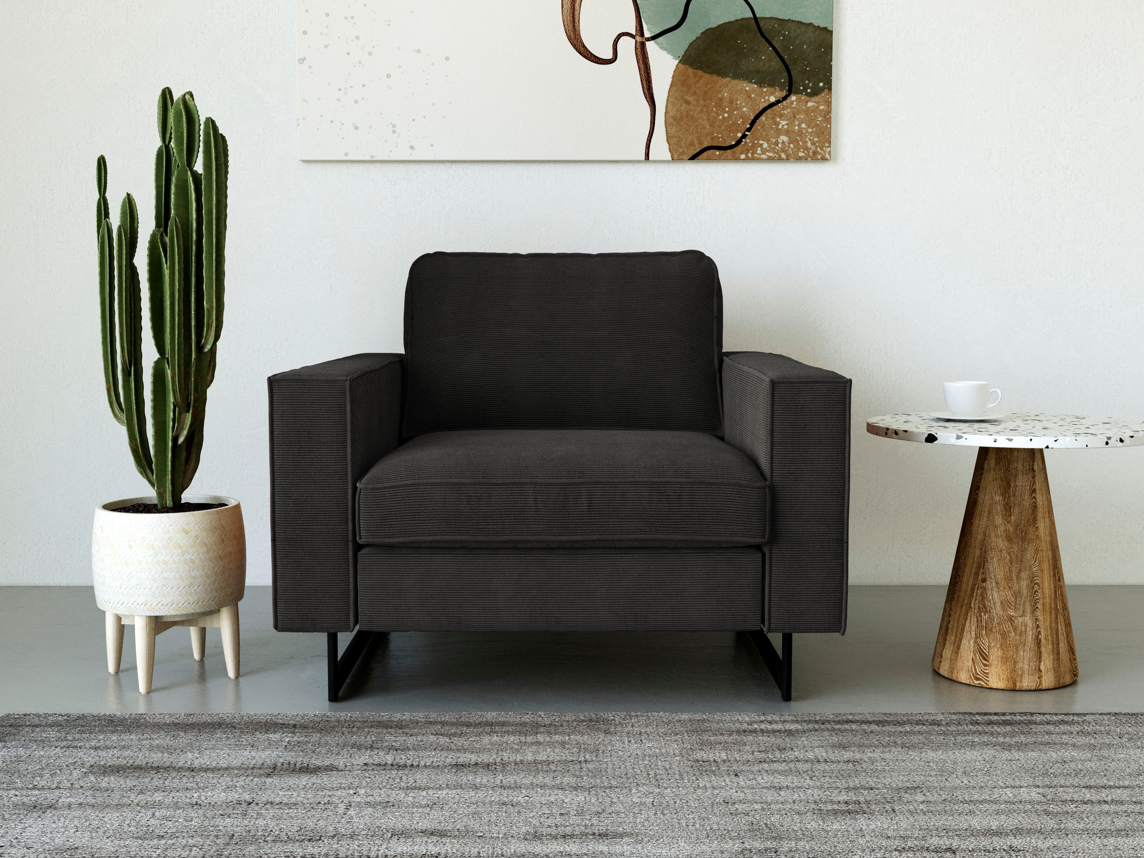 Places of Style Loveseat "Pinto 105 cm, Cord, Chenille, Lederoptik", mit Ke günstig online kaufen