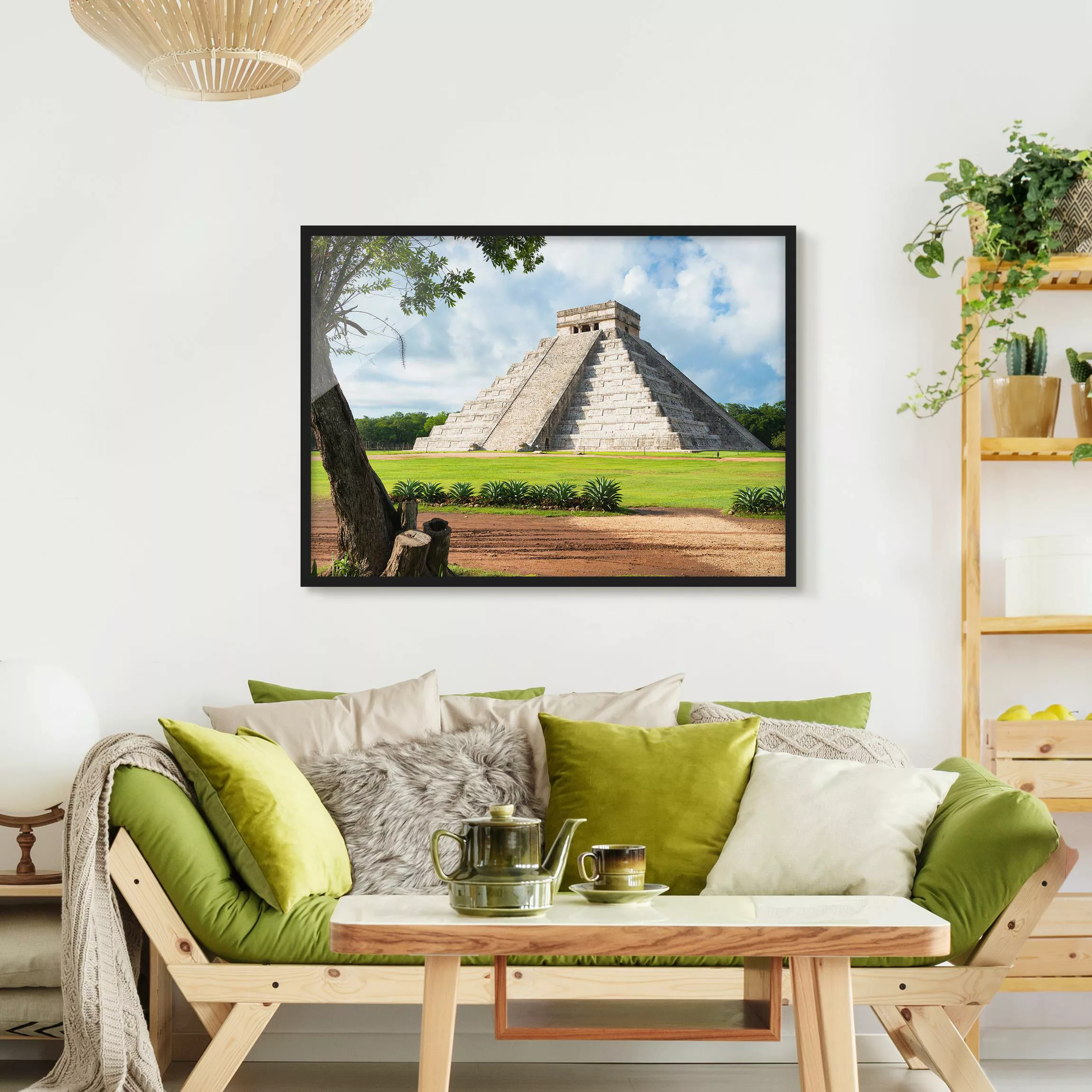 Bild mit Rahmen - Querformat El Castillo Pyramide günstig online kaufen