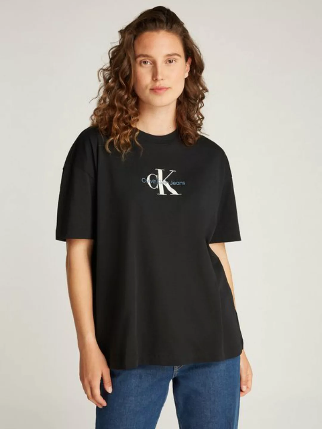 Calvin Klein Jeans T-Shirt "TEXTURED MONOLOGO BOYFRIEND TEE", mit Logodruck günstig online kaufen