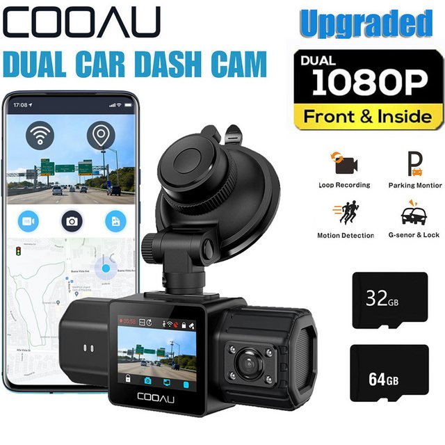 COOAU DashCam 2.5K/1080P Vorne Innen Autokamera DVR Recorder Camera Mit SD günstig online kaufen
