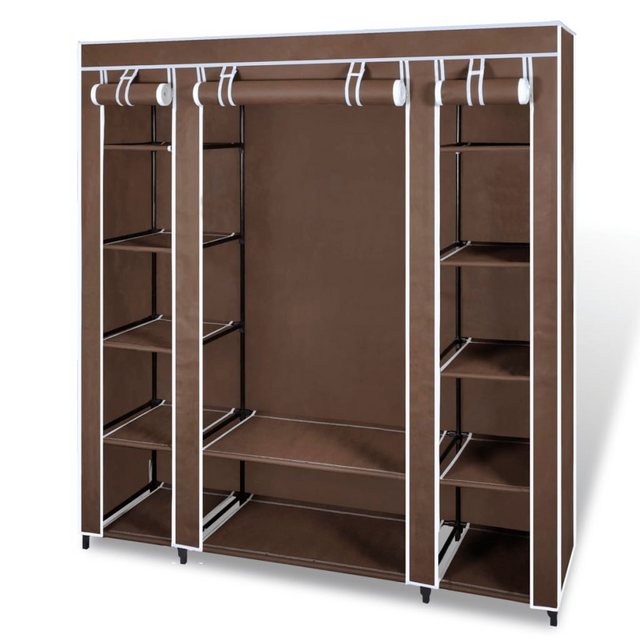 vidaXL Kleiderschrank Stoffschrank mit Fächern und Stangen 45150176 cm Brau günstig online kaufen