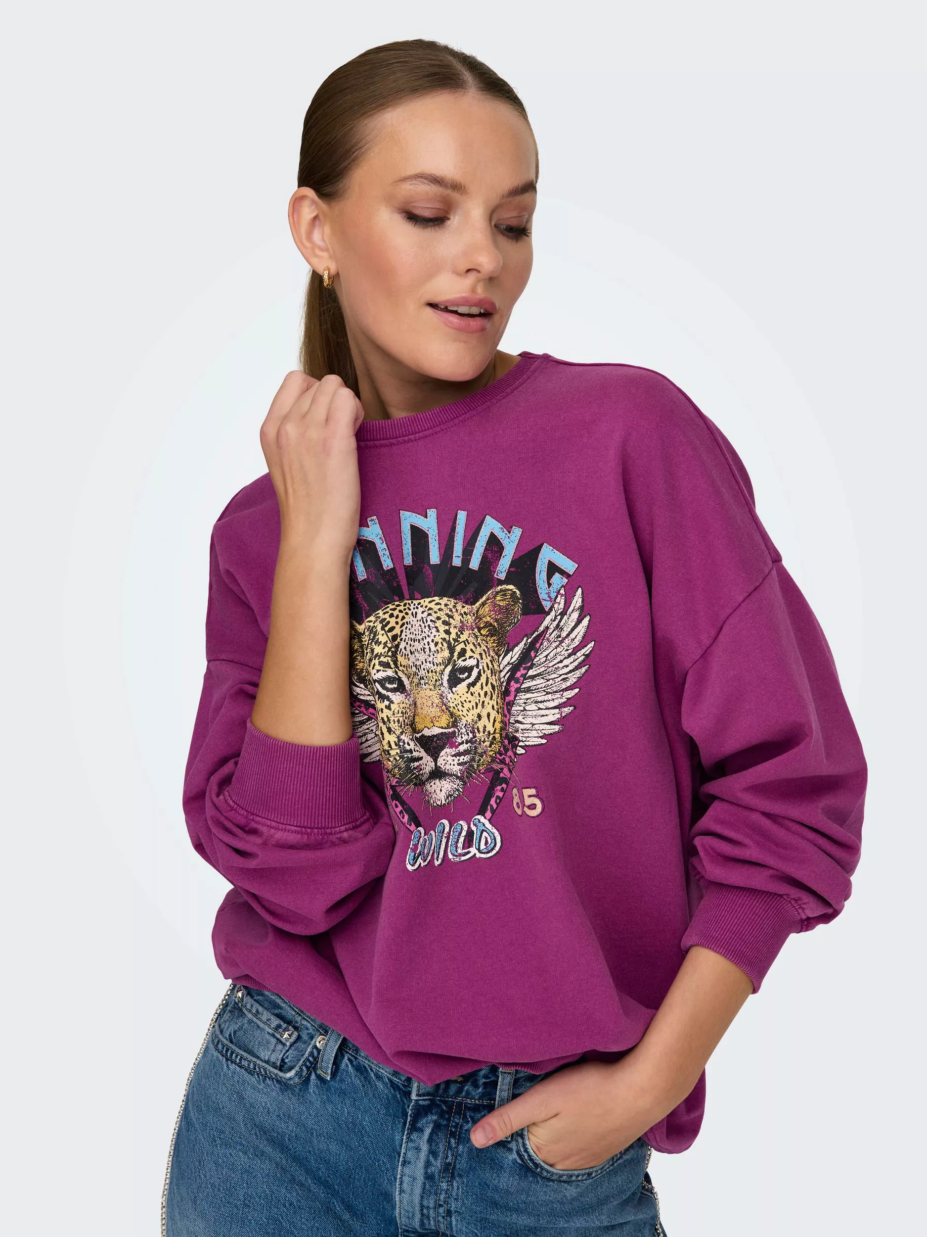 ONLY Sweatshirt "ONLLUCINDA OVERSIZE L/S WILD BOX SWT" günstig online kaufen