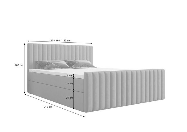 B&B Home Boxspringbett Fresia IV (H3 Matratze Bonellfederung, Kopfteil, Bet günstig online kaufen