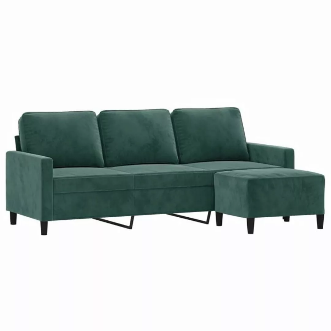 vidaXL Sofa 3-Sitzer-Sofa mit Hocker Dunkelgrün 180 cm Samt günstig online kaufen