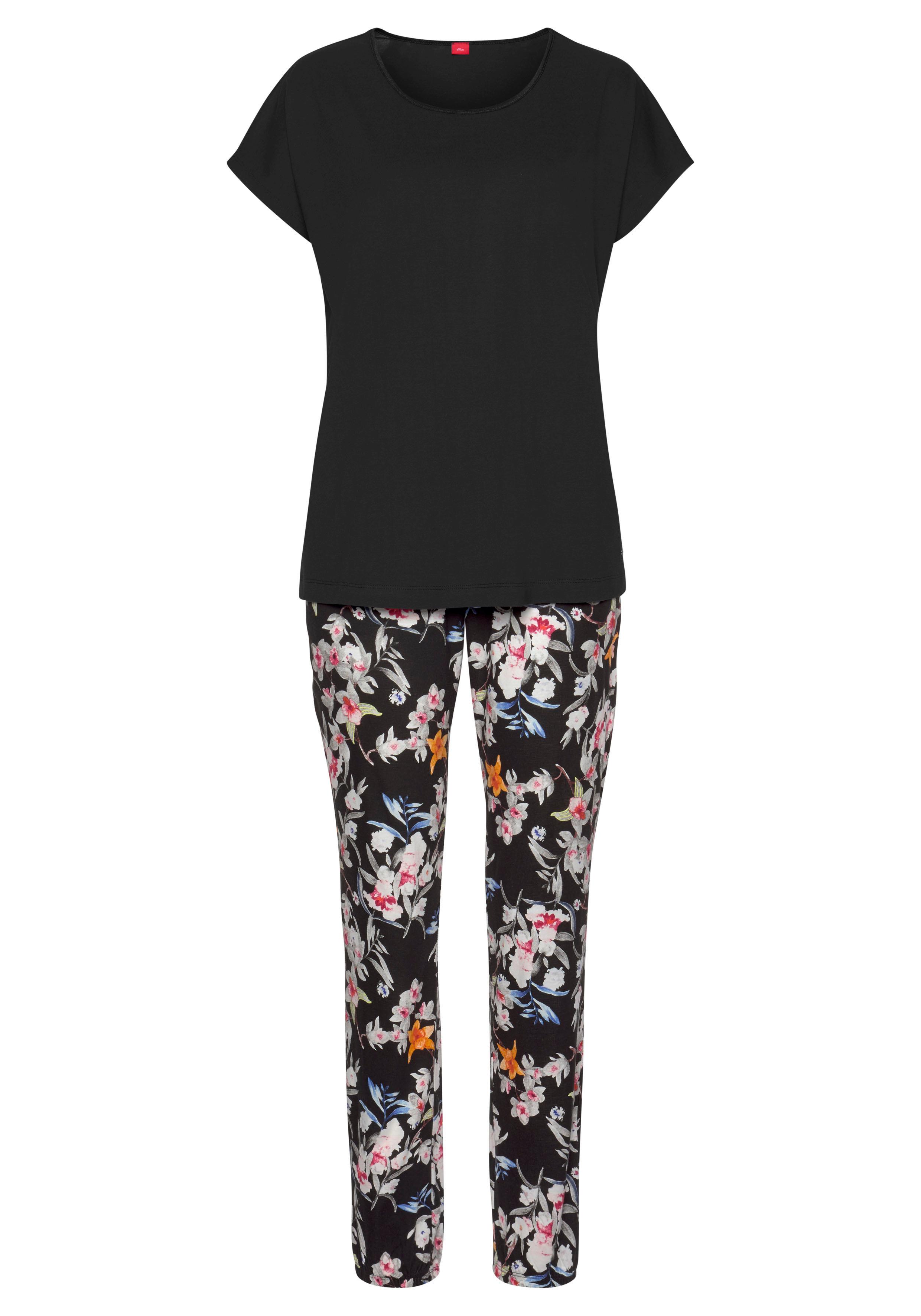 s.Oliver Pyjama, (2 tlg.), mit Blumenmuster günstig online kaufen