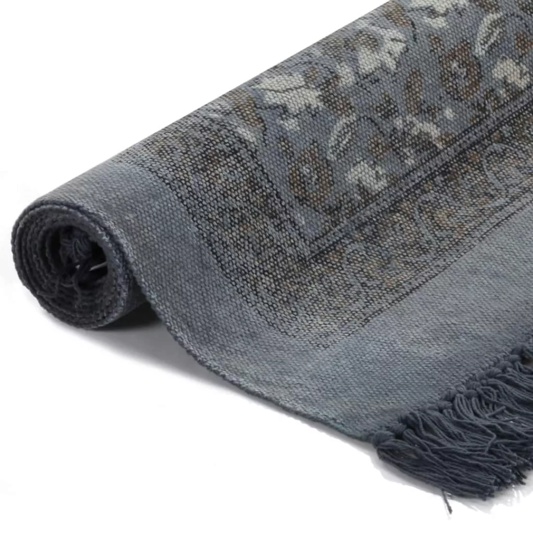 Kelim-teppich Baumwolle 120x180 Cm Mit Muster Grau günstig online kaufen
