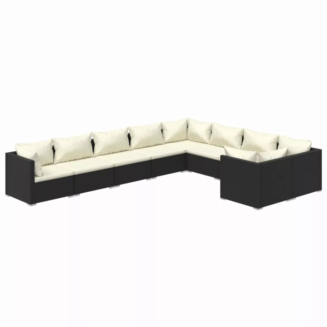 Vidaxl 9-tlg. Garten-lounge-set Mit Kissen Poly Rattan Schwarz günstig online kaufen