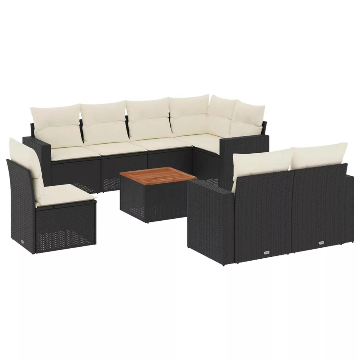 vidaXL 9-tlg Garten-Sofagarnitur mit Kissen Schwarz Poly Rattan Modell 173 günstig online kaufen