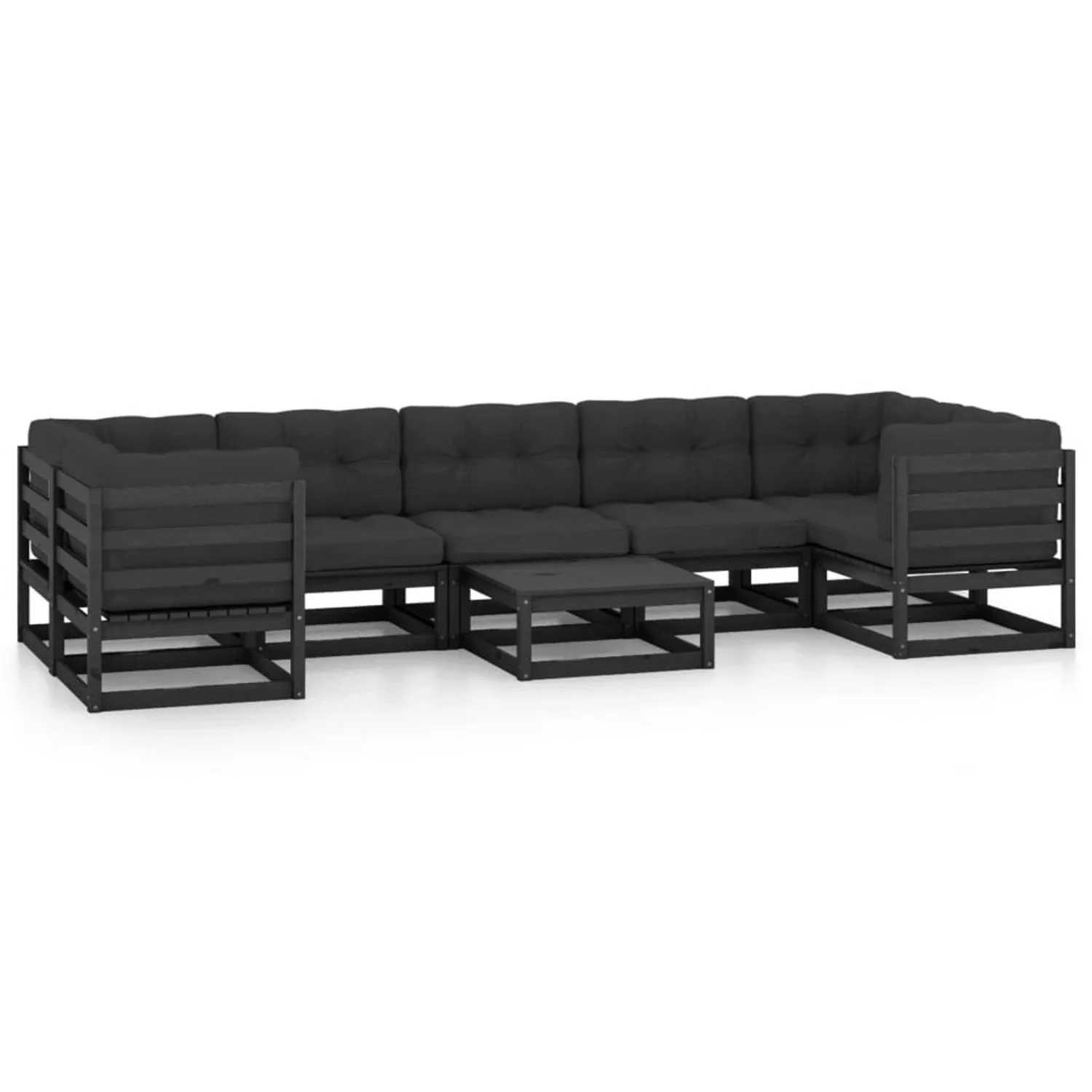 8-tlg. Garten-lounge-set Mit Kissen Schwarz Kiefer Massivholz günstig online kaufen