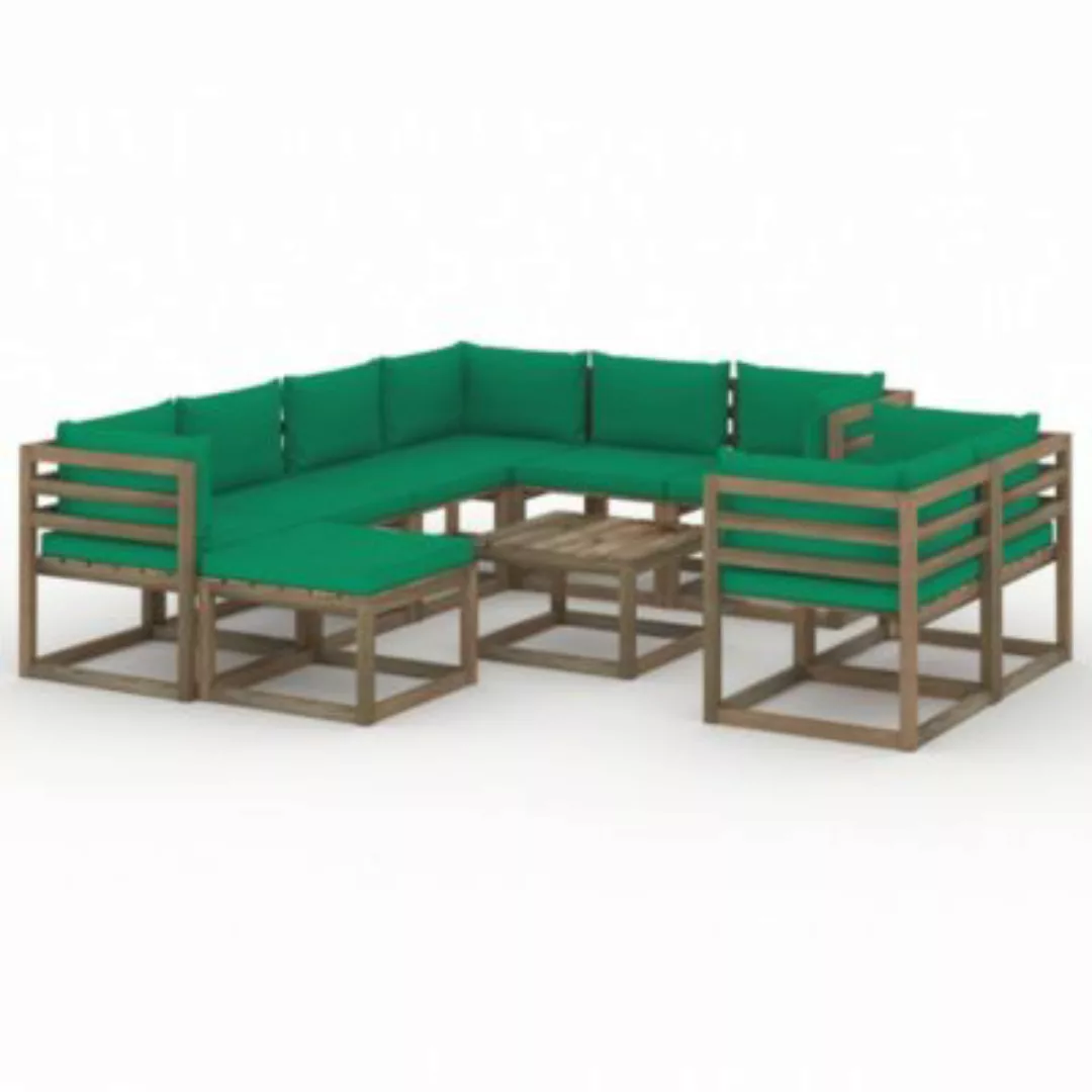 10-tlg. Garten-lounge-set Mit Kissen Grün günstig online kaufen