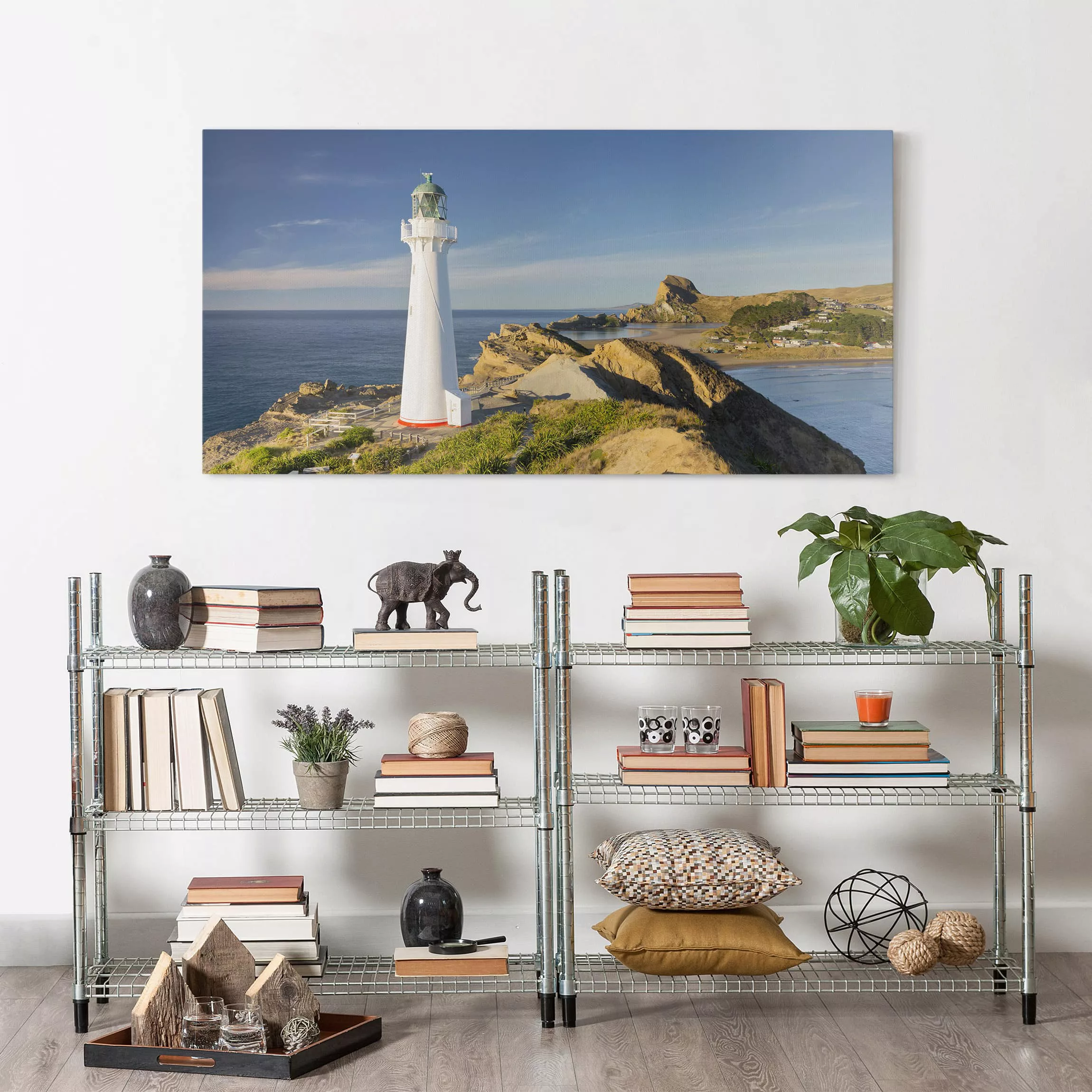 Leinwandbild Strand - Querformat Castle Point Leuchtturm Neuseeland günstig online kaufen