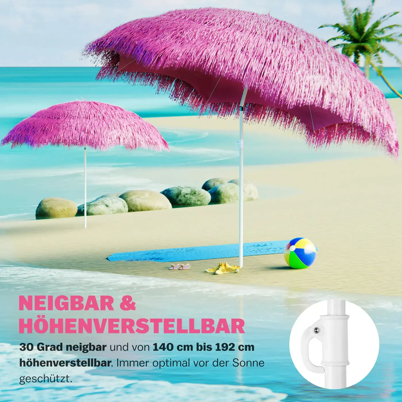 Sonnenschirm Hawaii Pink Ø160cm UV-Schutz 30+ günstig online kaufen