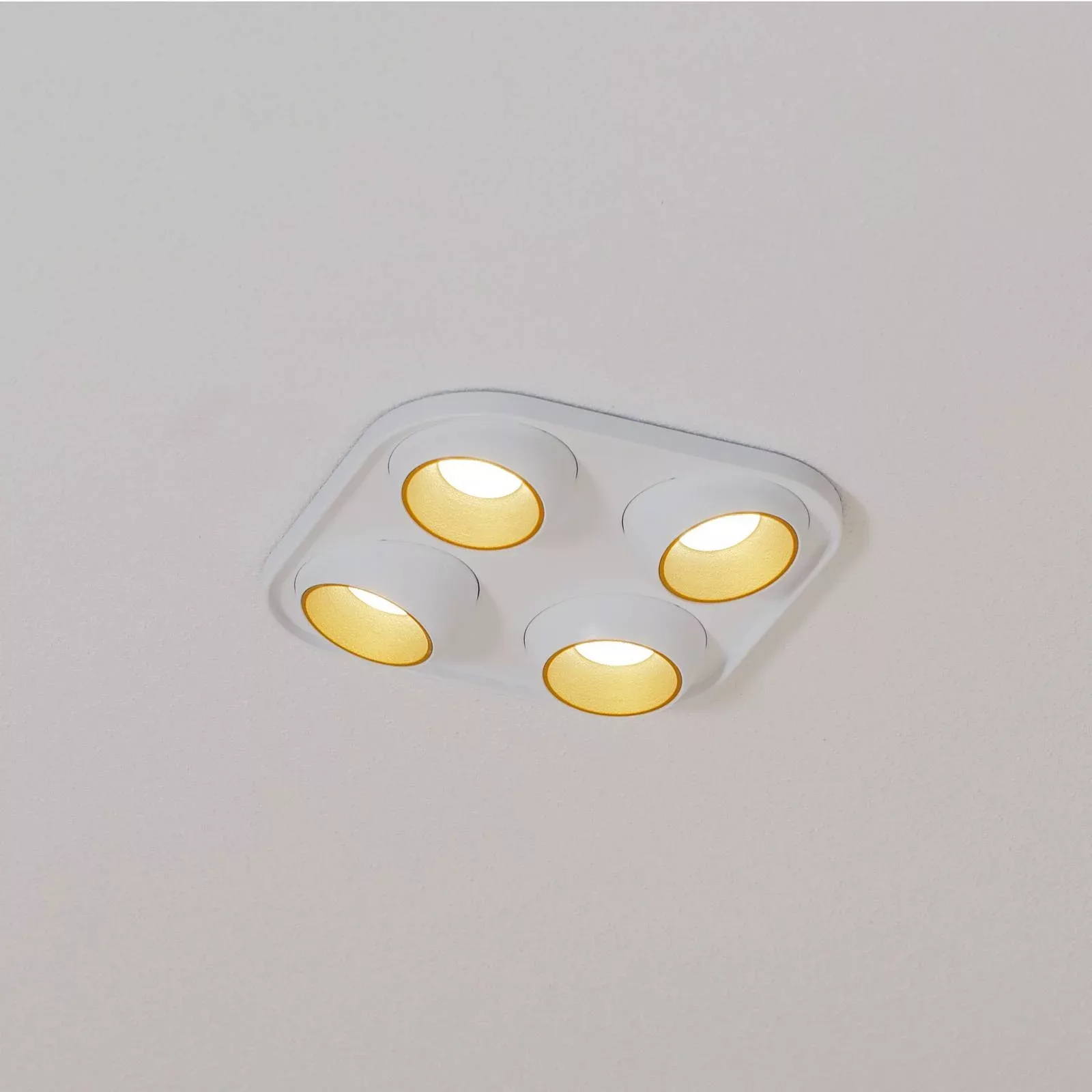 BEGA LED-Einbaustrahler Studio Line, weiß/messing, 4-fl. günstig online kaufen