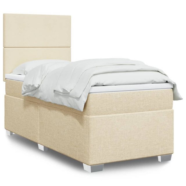 vidaXL Boxspringbett, Boxspringbett mit Matratze Creme 100x200 cm Stoff günstig online kaufen