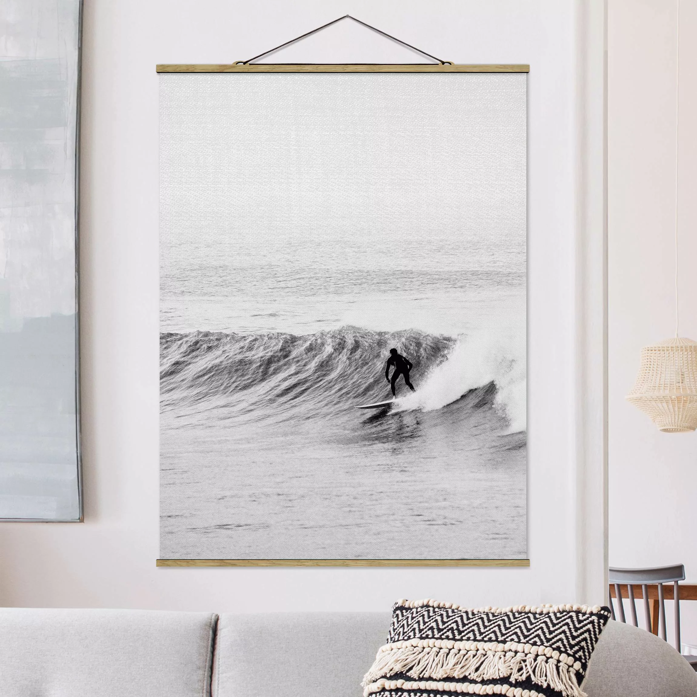 Stoffbild mit Posterleisten Zeit zum Surfen günstig online kaufen