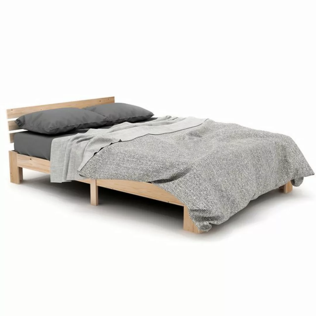 XDeer Jugendbett Holz-Doppelbett mit Kopfteil Lattenrost - 200 x 140 cm, Ma günstig online kaufen