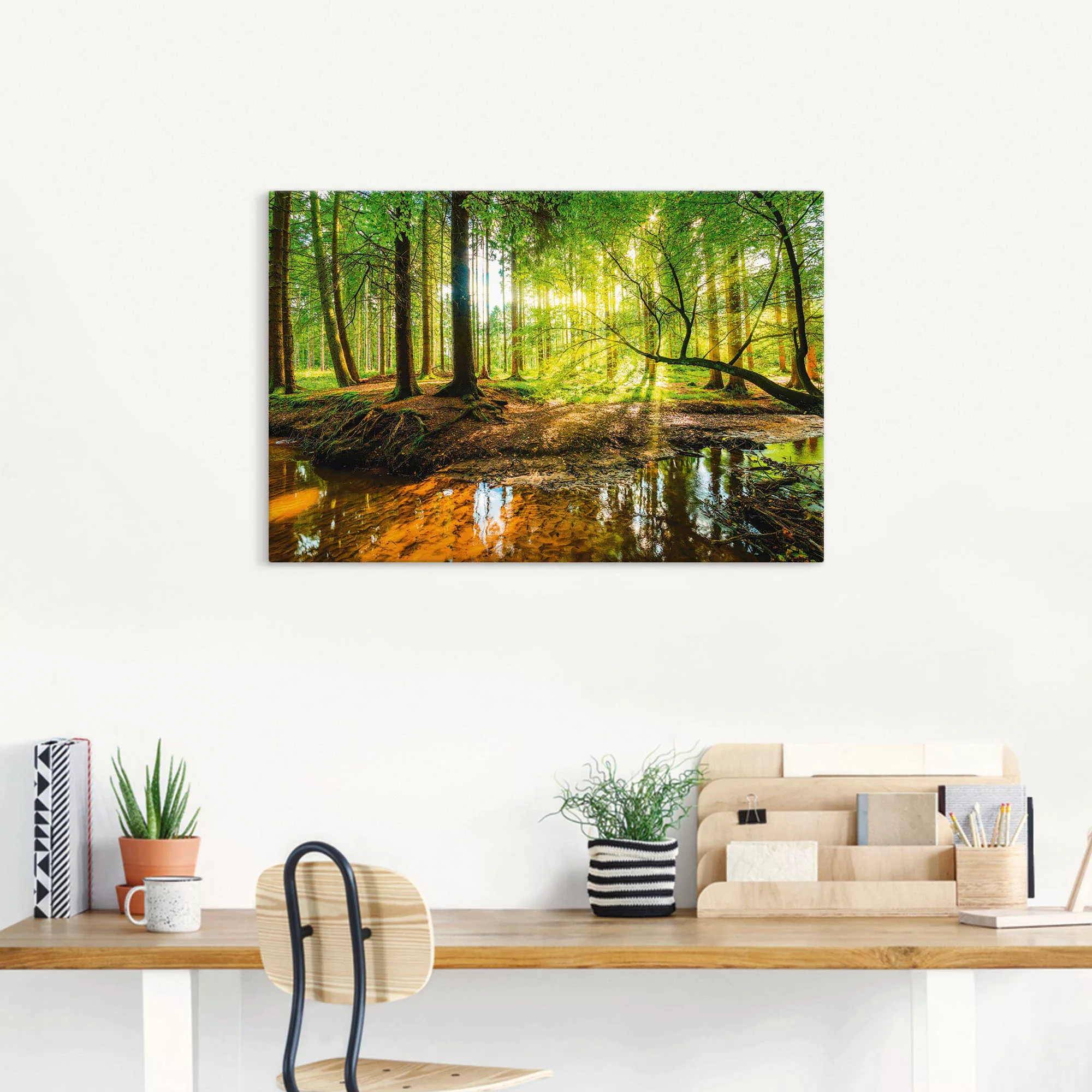 Artland Wandbild »Wald mit Bach«, Wald, (1 St.), als Alubild, Outdoorbild, günstig online kaufen