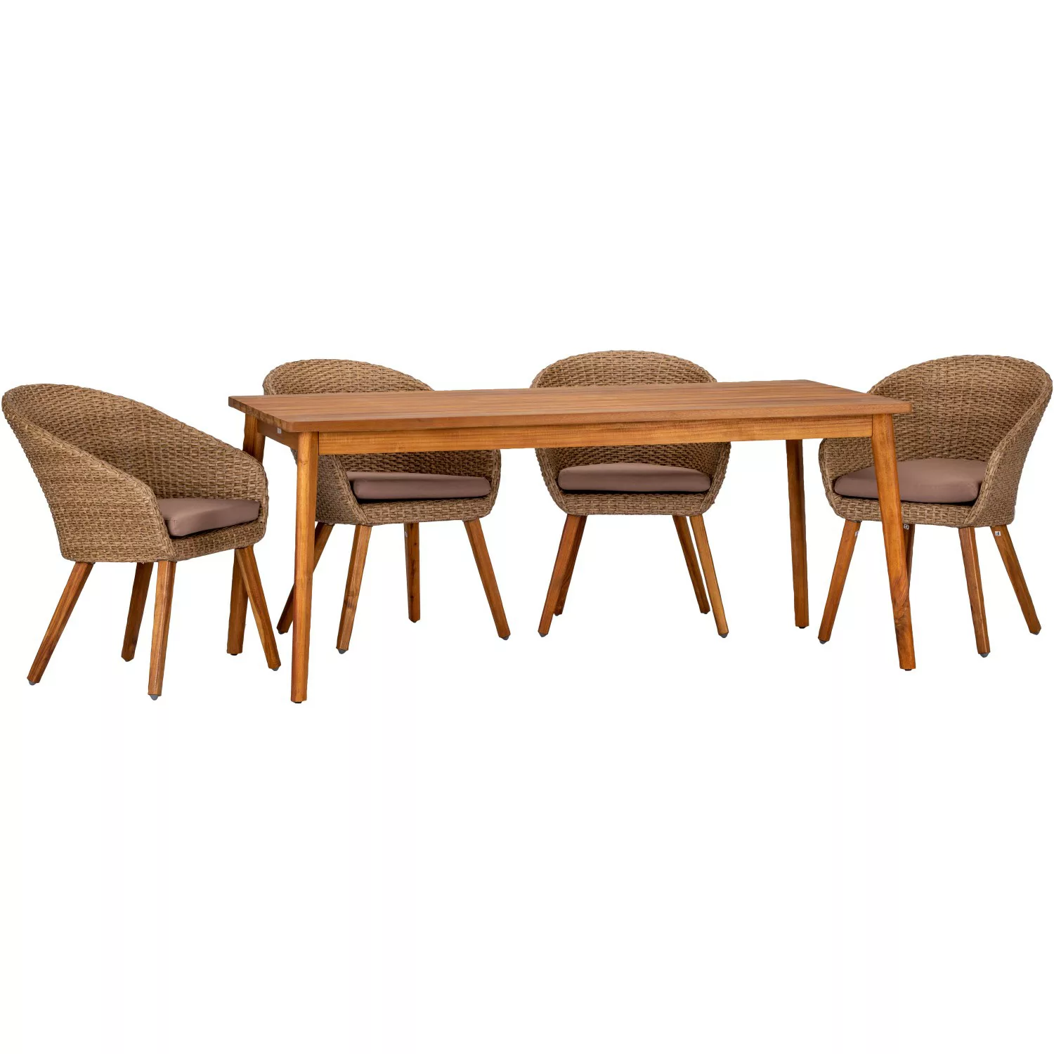 Acamp Set 4x Armsessel Atacama 1x Tisch Atacama 180 cm x 90 cm Teak günstig online kaufen