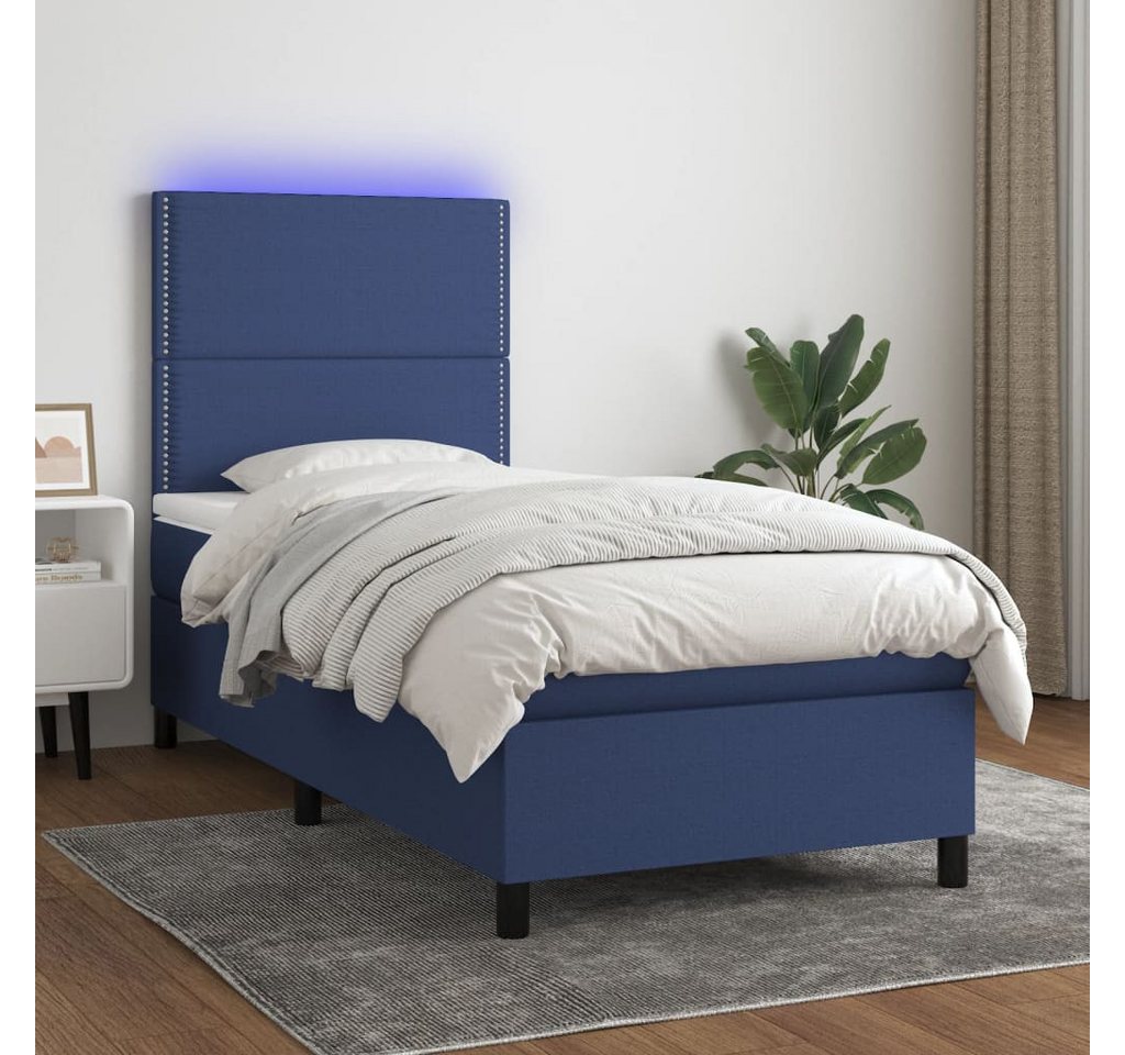 vidaXL Boxspringbett Boxspringbett mit Matratze LED Blau 90x200 cm Stoff Be günstig online kaufen