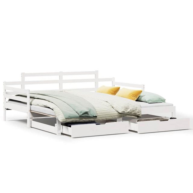 vidaXL Bett, Tagesbett Ausziehbar mit Schubladen ohne Matratze Weiß 90x190c günstig online kaufen