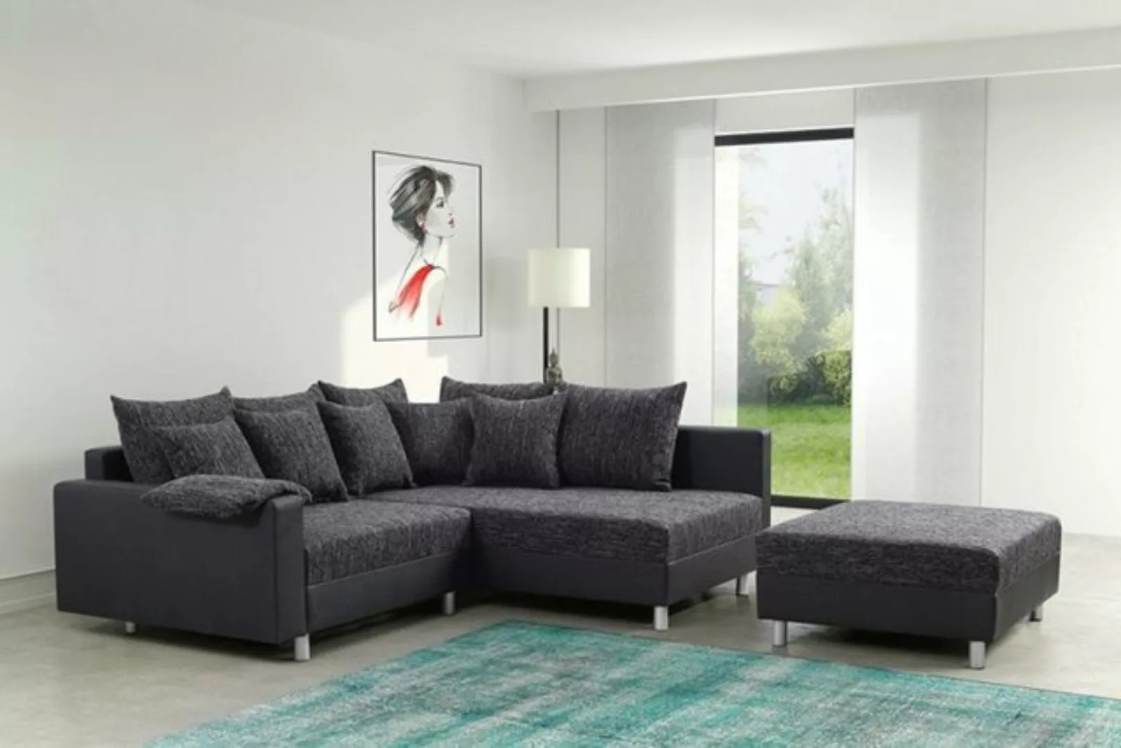 Küchen-Preisbombe Sofa Wohnlandschaft Couch Ecksofa Eckcouch schwarz Eckcou günstig online kaufen