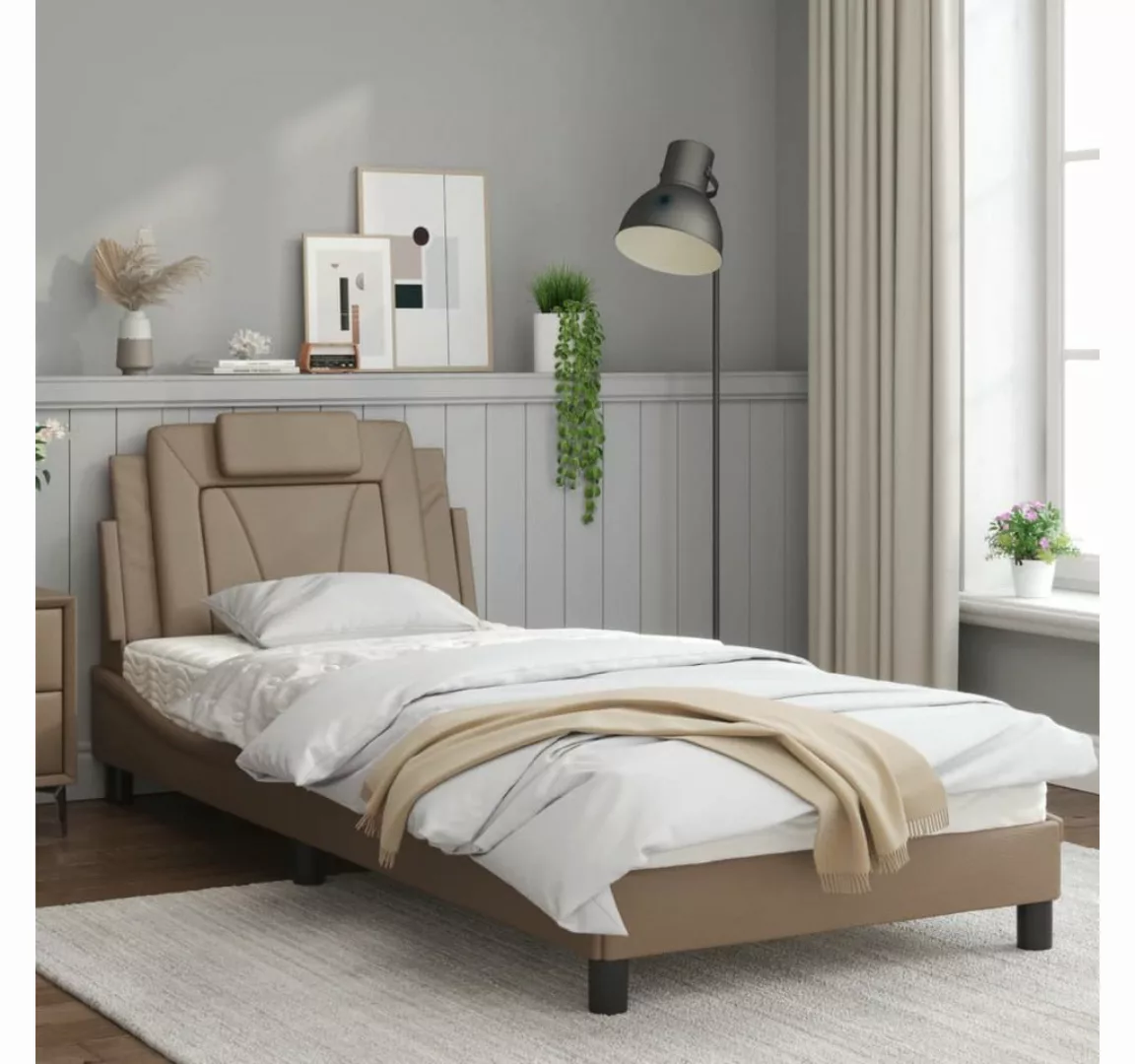 vidaXL Bett Bettgestell mit LED Cappuccino-Braun 80x200 cm Kunstleder günstig online kaufen