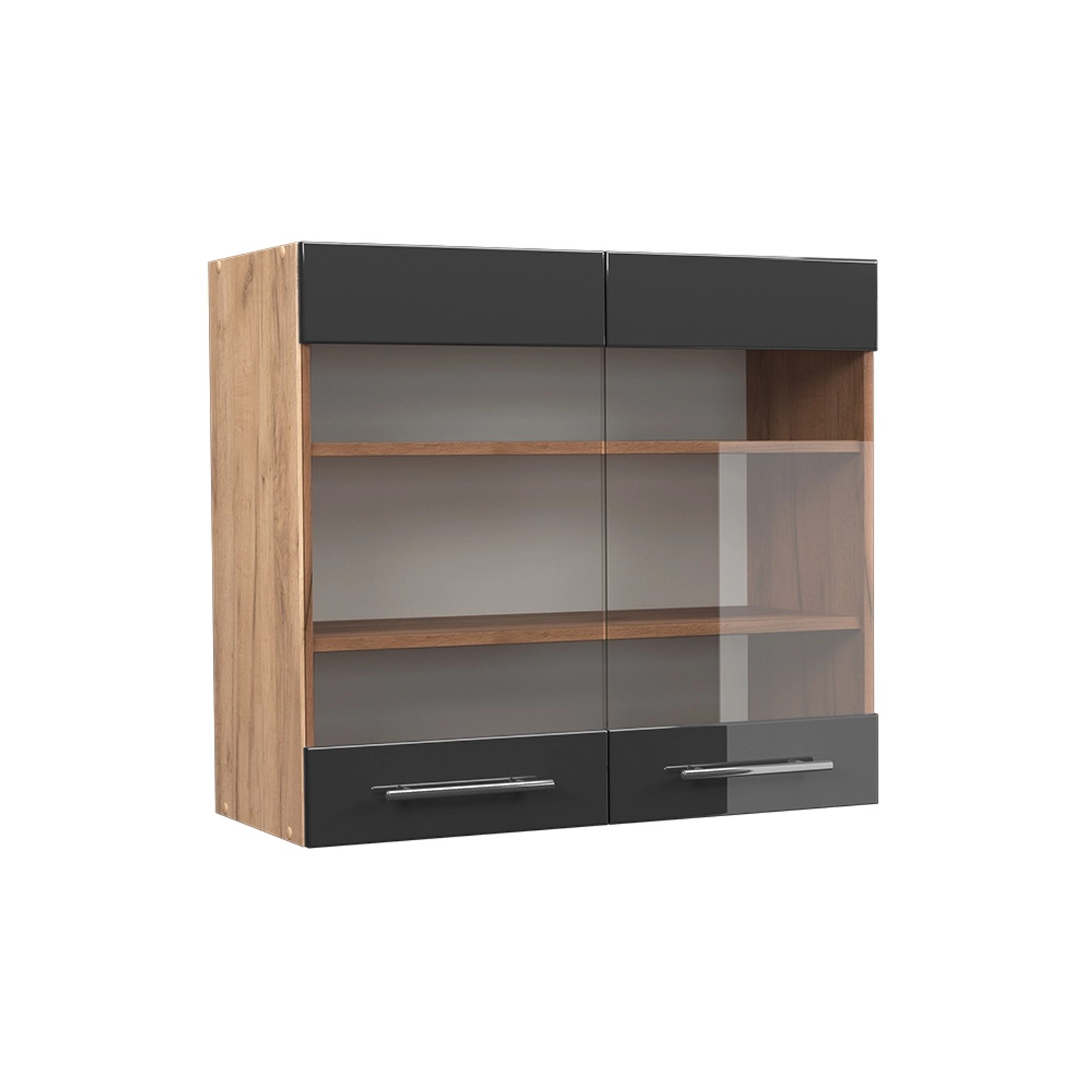 Vicco Glashängeschrank Fame-Line, Anthrazit Hochglanz/Goldkraft Eiche, günstig online kaufen