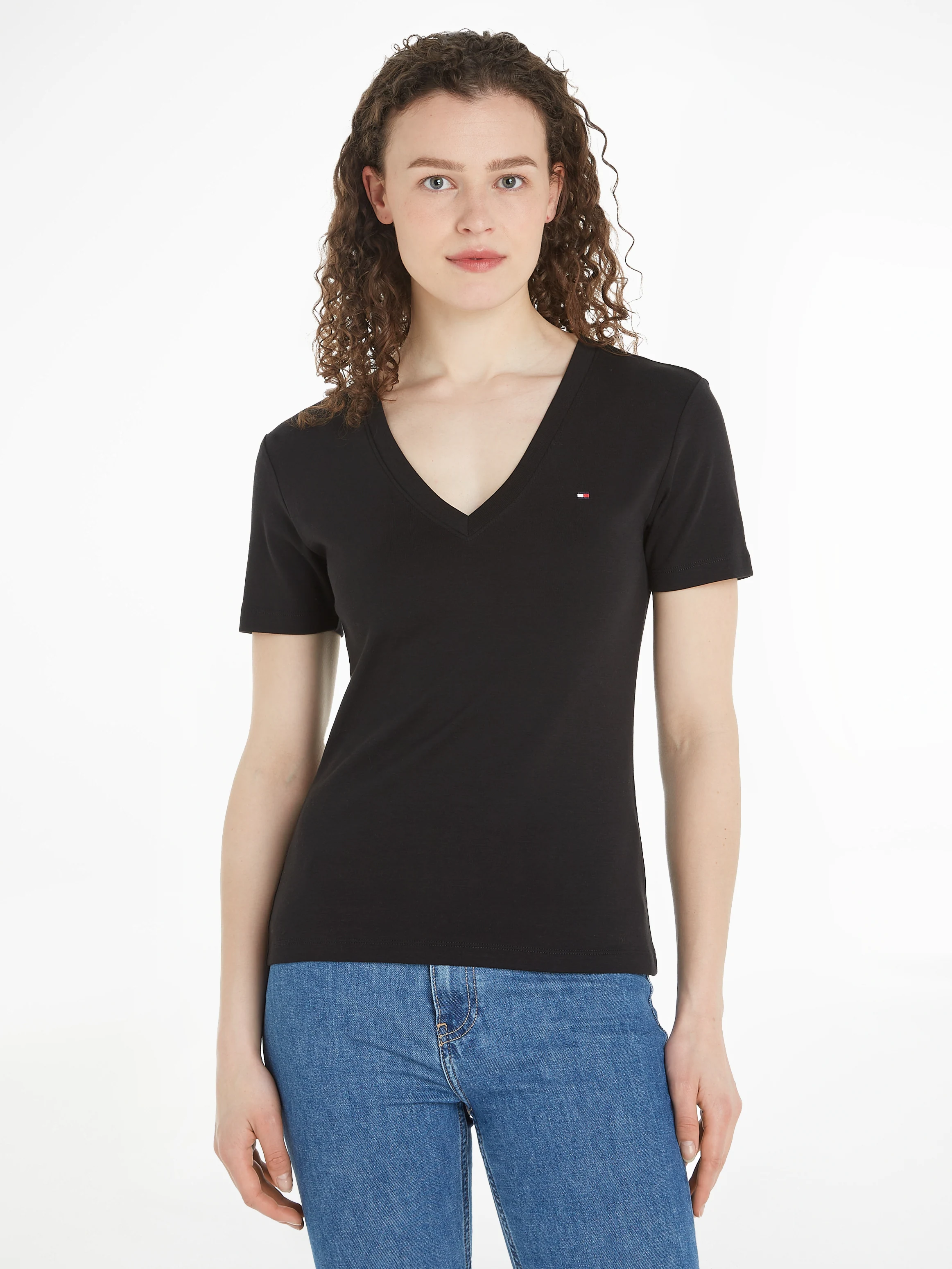 Tommy Hilfiger T-Shirt "SLIM CODY V-NK SS", mit Logostickerei günstig online kaufen