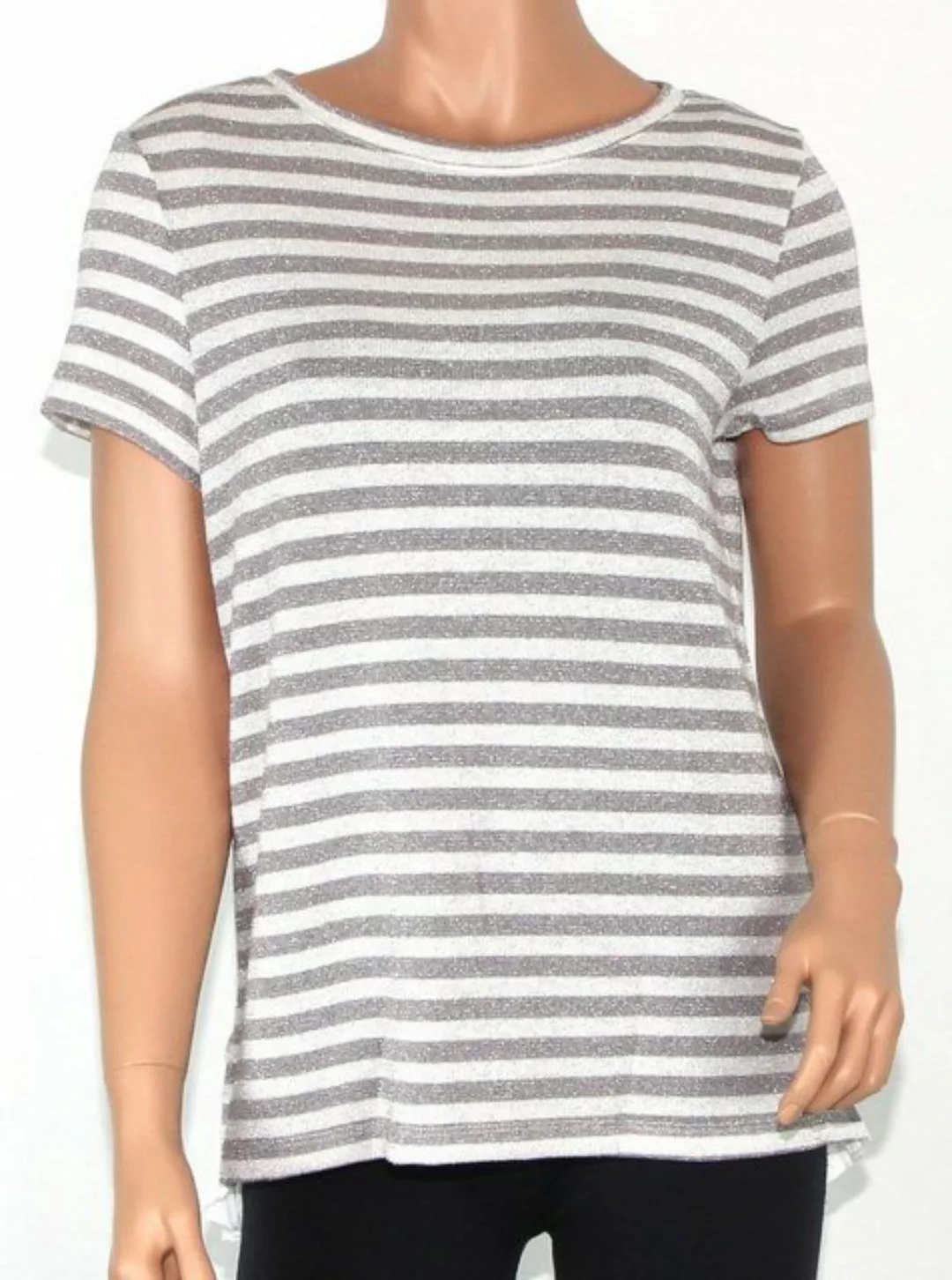 Iwie T-Shirt gestreift creme Glänzend, hinten Plissee Absatz in weiß günstig online kaufen