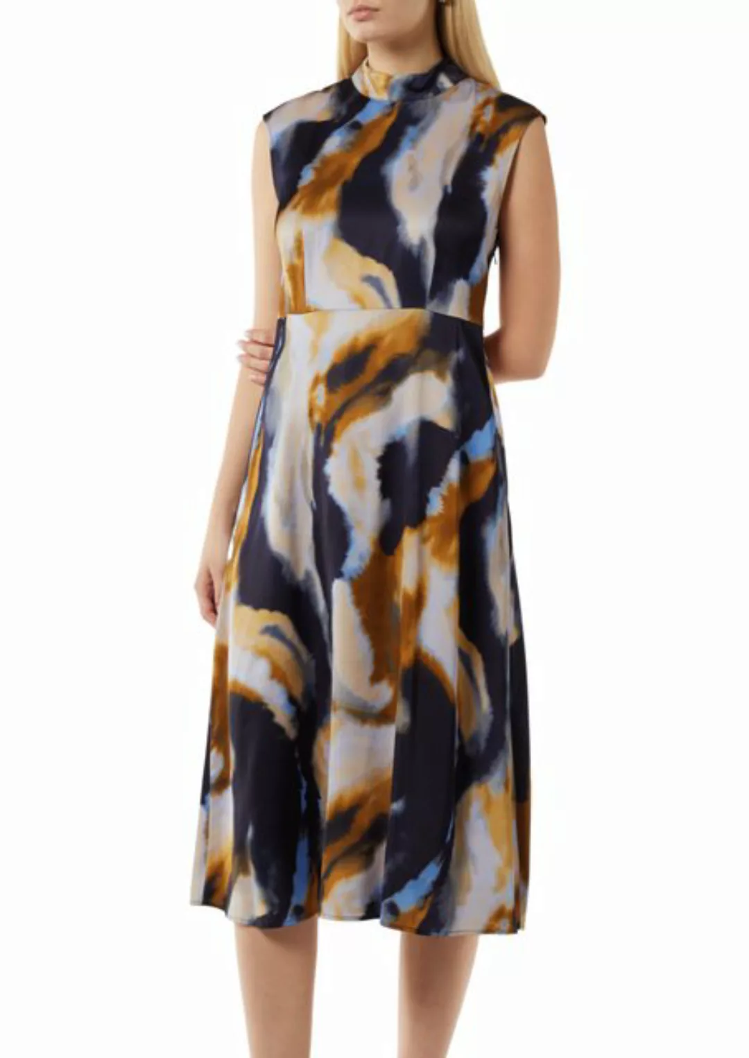 Comma Midikleid, Satin, mit Allover-Print günstig online kaufen