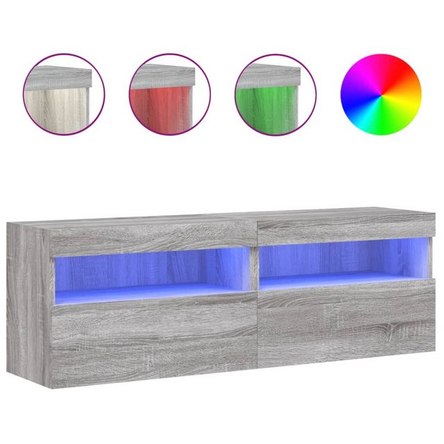 vidaXL TV-Schrank TV-Wandschränke mit LED-Leuchten 2 Stk. Grau Sonoma 60x30 günstig online kaufen