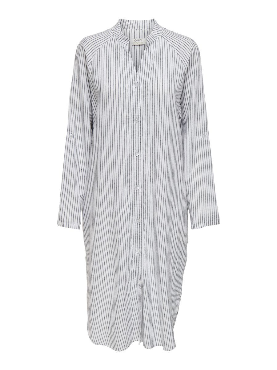 ONLY Leinenmix Kleid Mit Langen Ärmeln Damen White günstig online kaufen